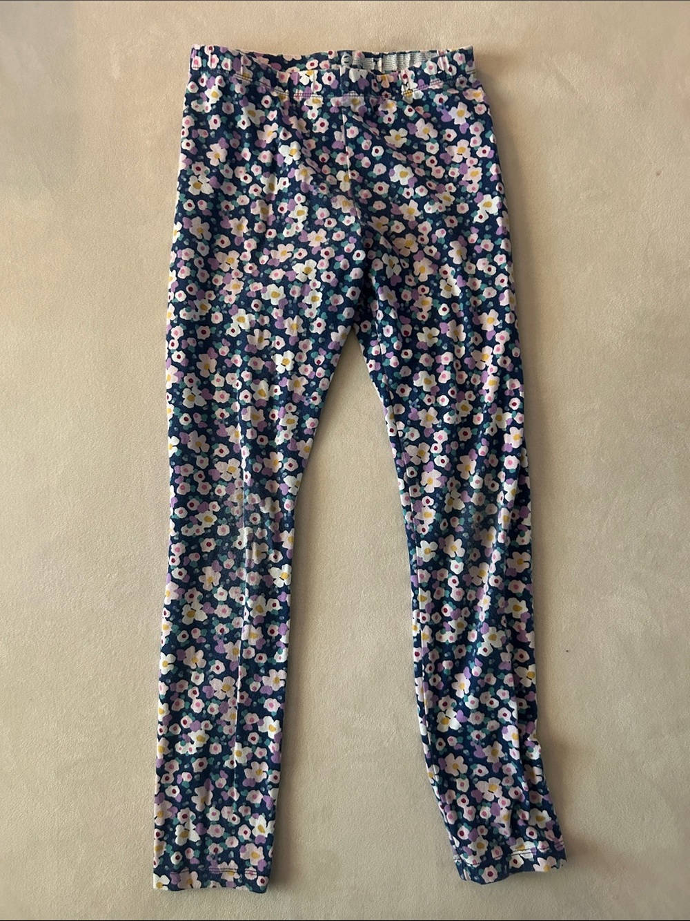 wonder nation Navy Floral Girls Leggings with Pink & Cream Flowers